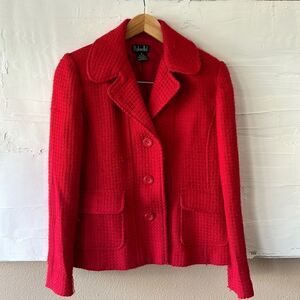 Red dress tweed blazer, fitted silk lined size 4